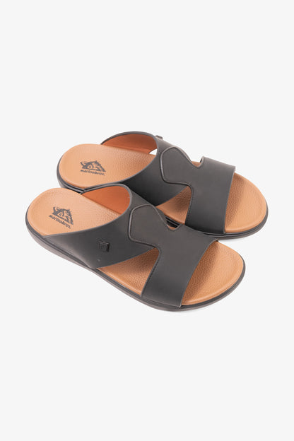 Men's Textured Dual-Strap Slide Sandals BLACK