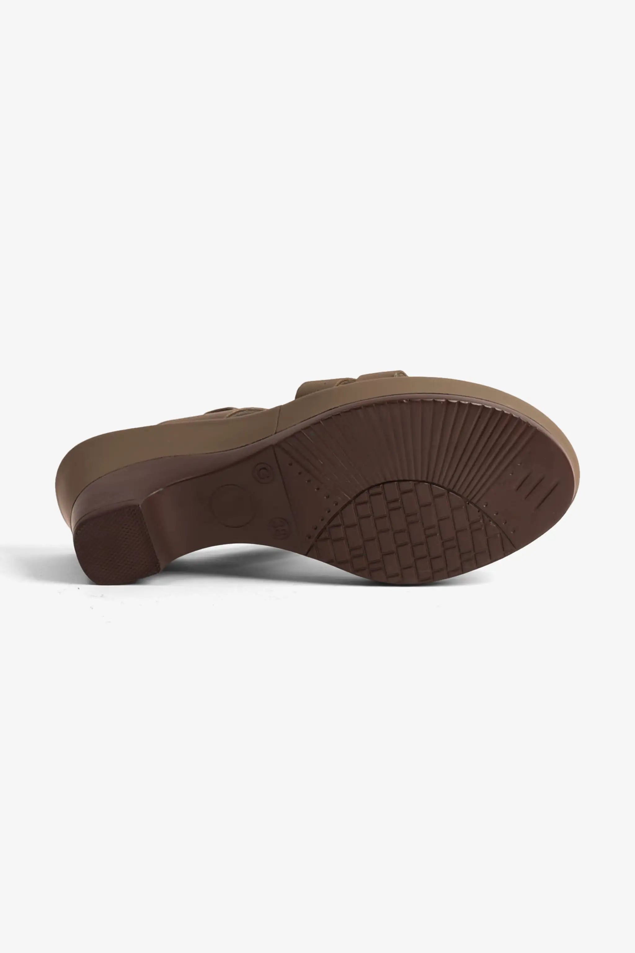 COMFORT PLUS LEATHER CUT-OUT SANDALS WITH LOW HEEL TRUFFLE - Seventy7