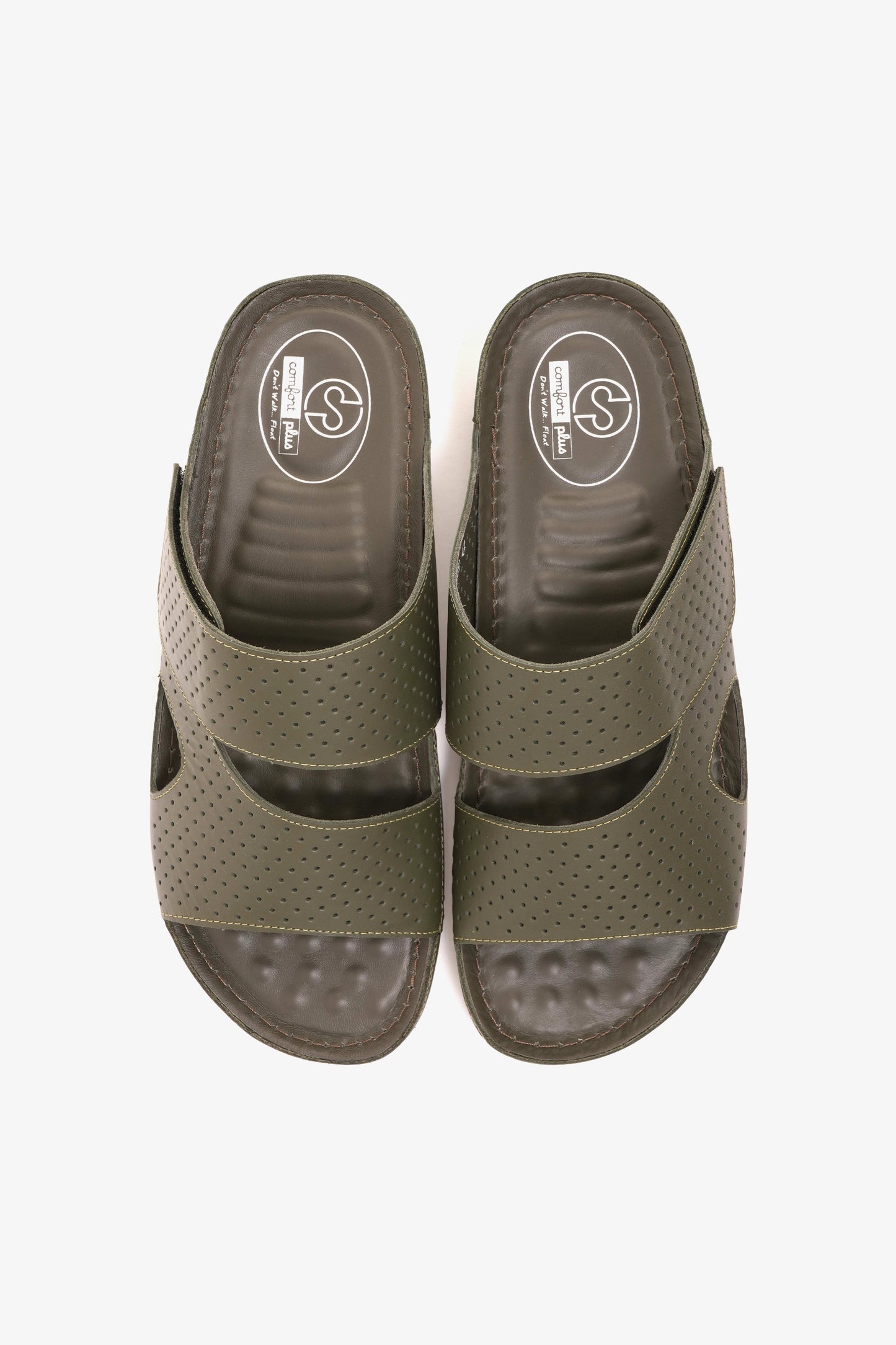 Comfort Plus Men's Al Waha Textured Slip-On Arabic Sandals Olive