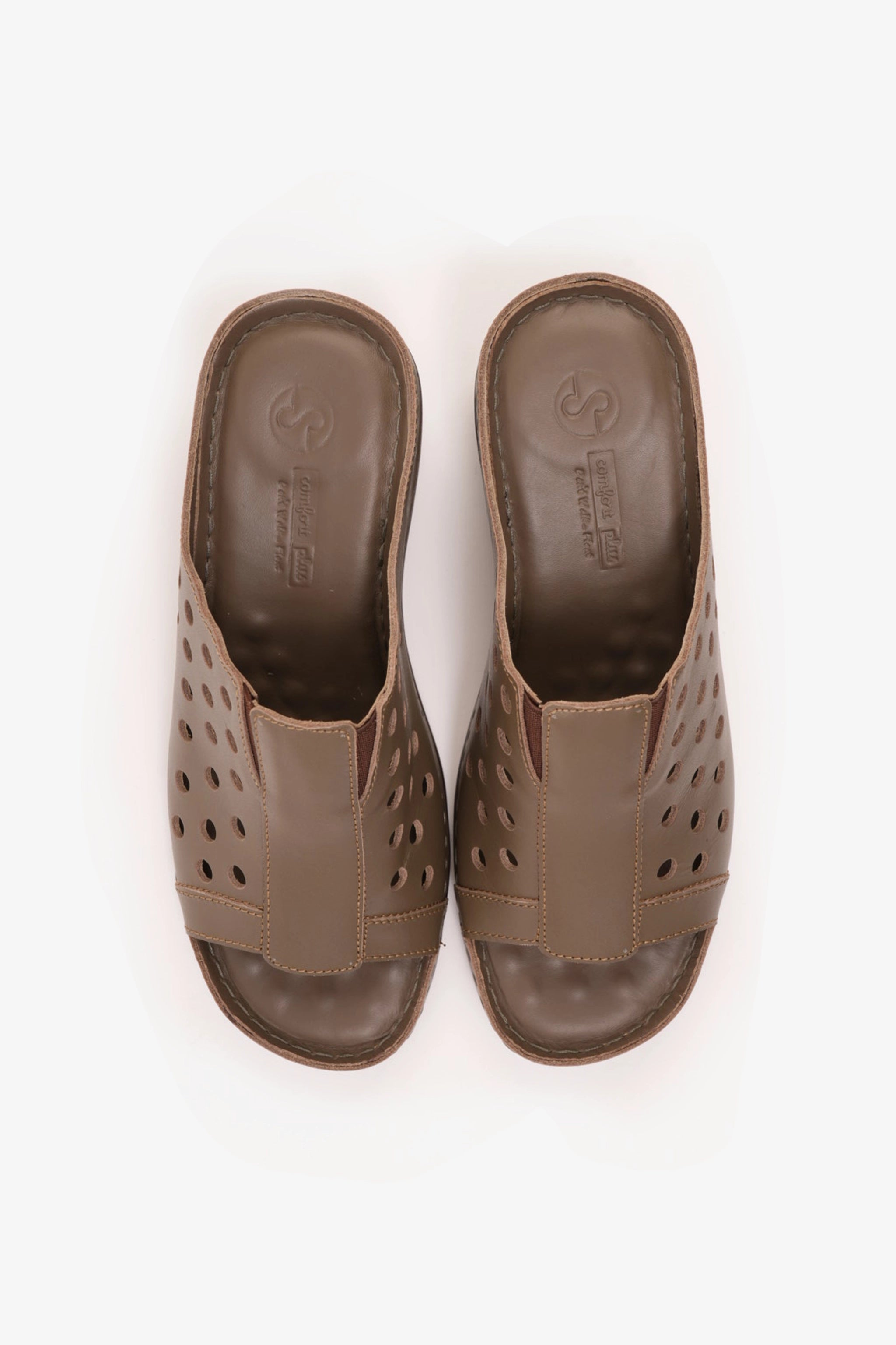 COMFORT PLUS SLIP-ON WEDGE SANDALS WITH PERFORATED DESIGN TRUFFLE