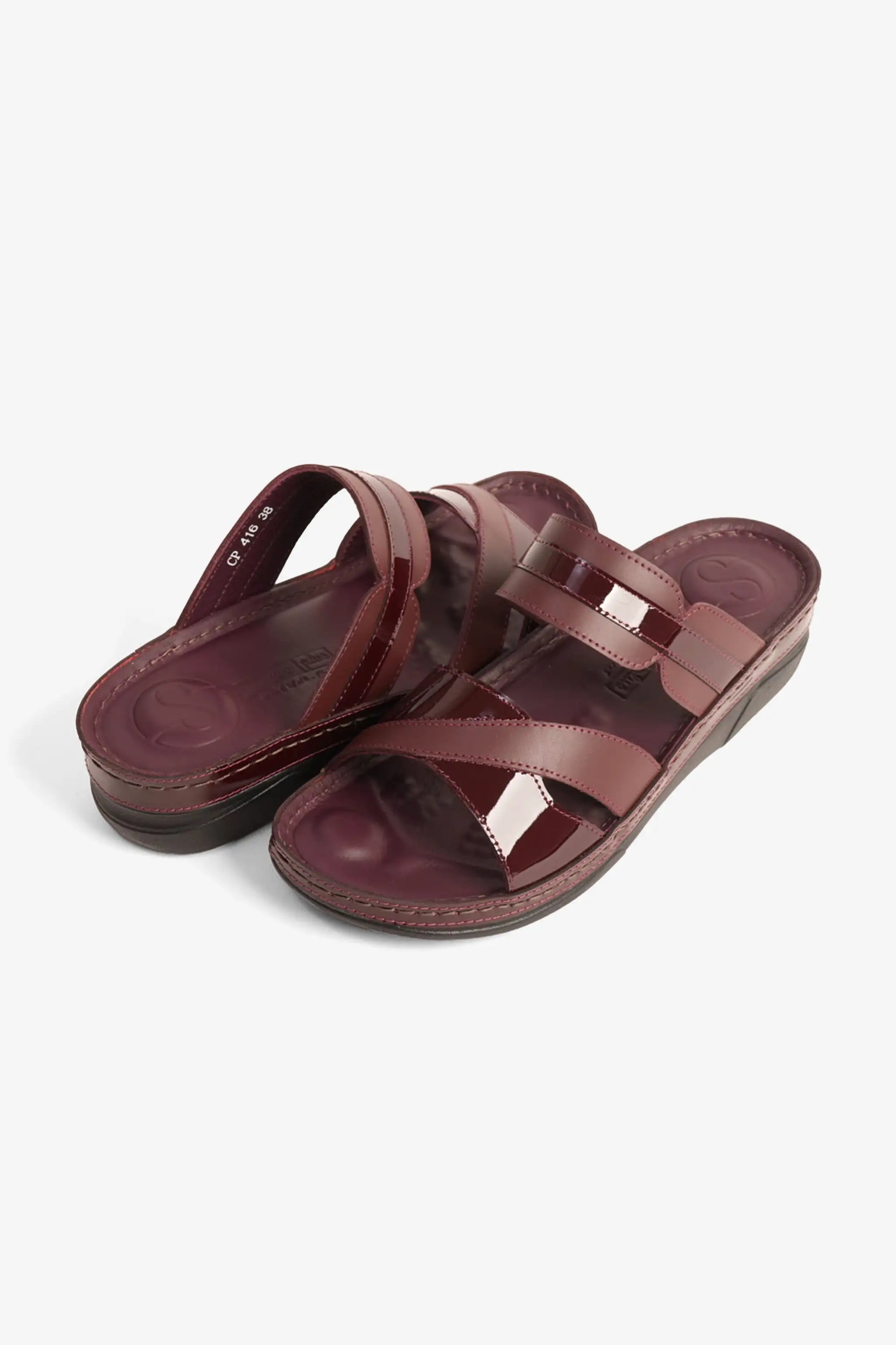 COMFORT PLUS ULTRA SOFT LEATHER SLIDES WOMEN'S CHERRY