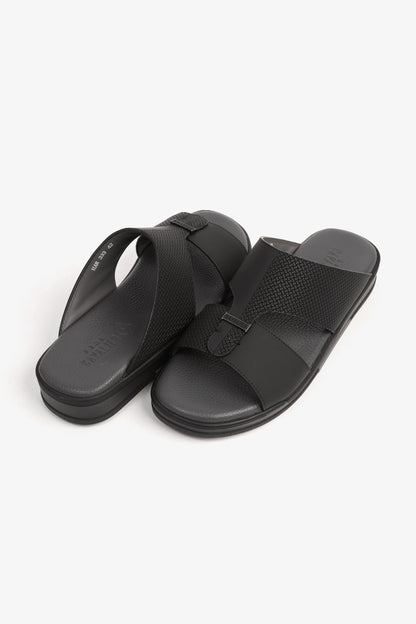 CAVALIER CLOUD ULTRA COMFORTABLE LEATHER SANDALS BLACK