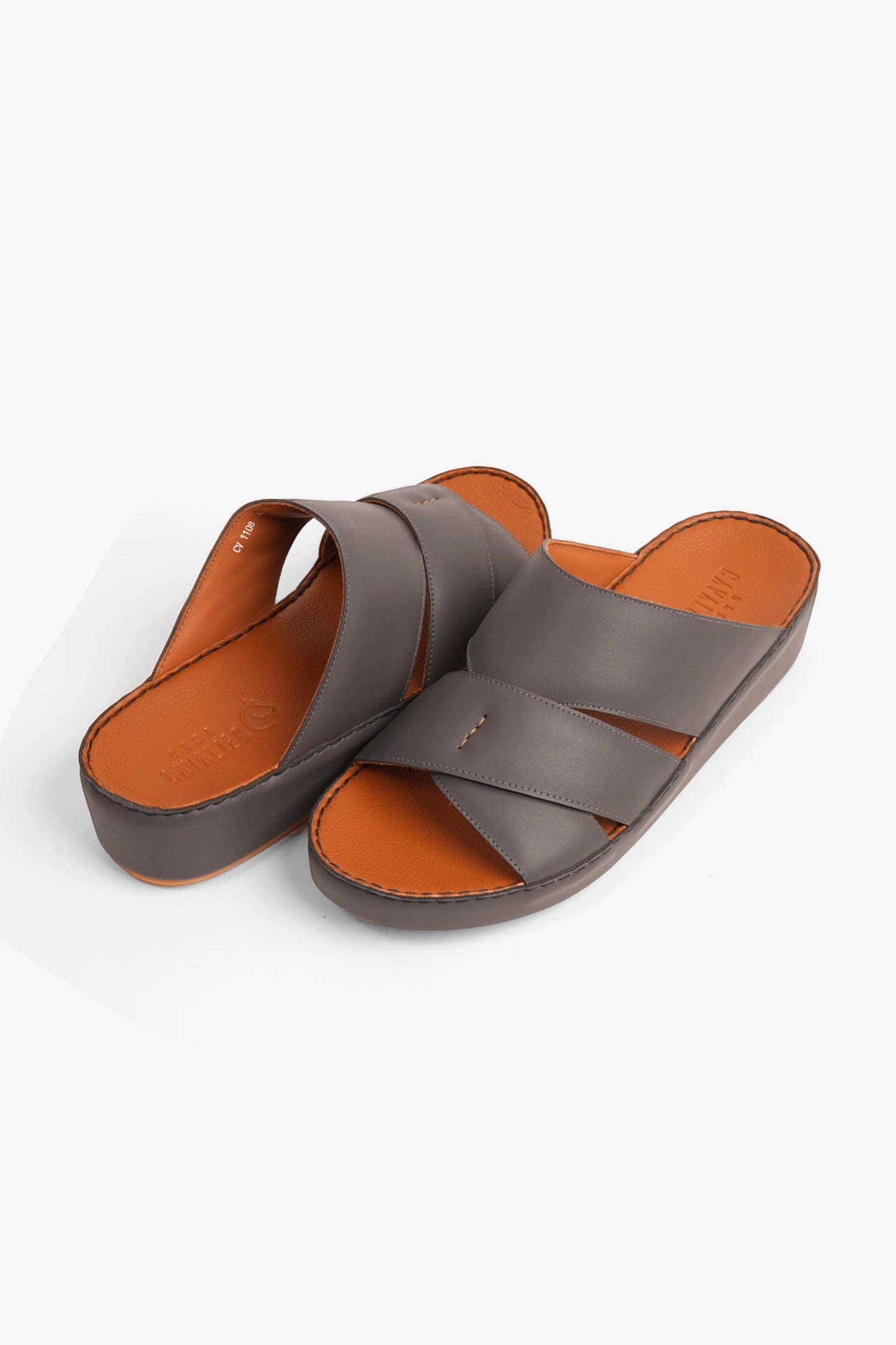 CAVALIER GENUINE LEATHER LUXURIOUSLY ARABIC SANDALS GREY