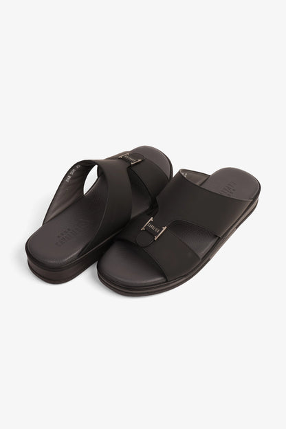 CAVALIER SUPPORTIVE ULTRA COMFORTABLE LEATHER SANDALS BLACK