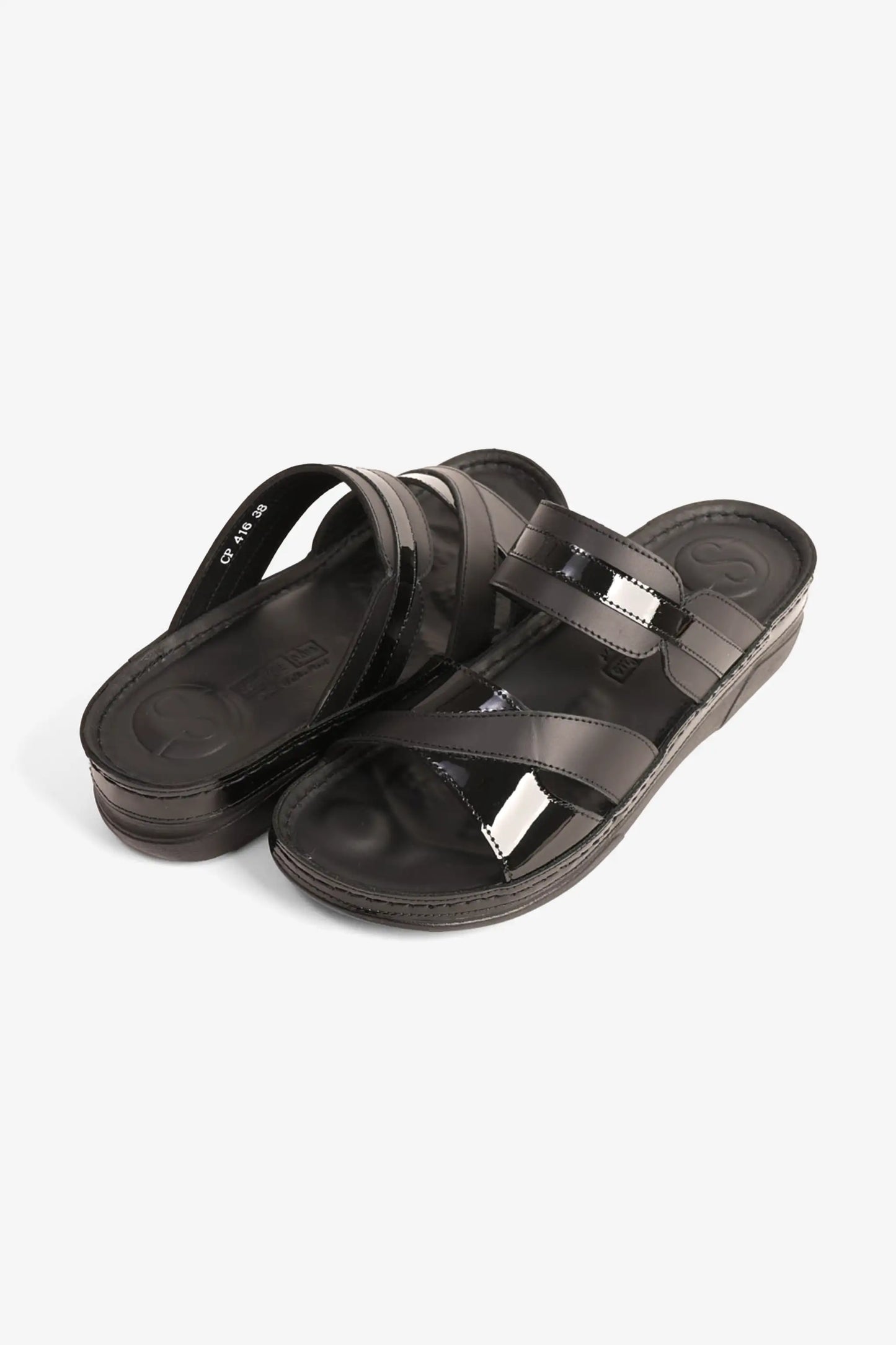 COMFORT PLUS ULTRA SOFT LEATHER SLIDES WOMEN'S BLACK