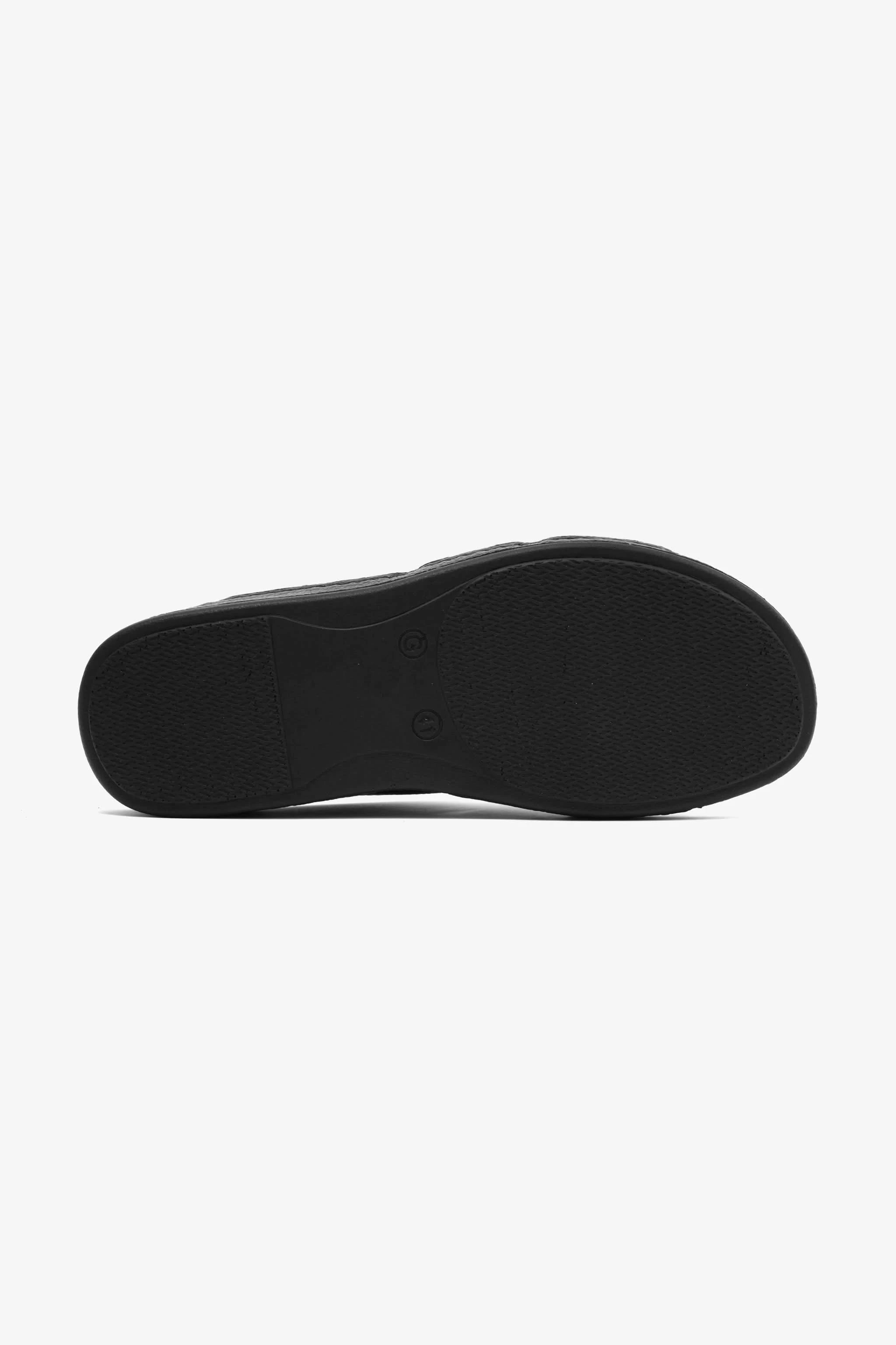 COMFORT PLUS MEN'S LEATHER SLIDE SANDAL BLACK