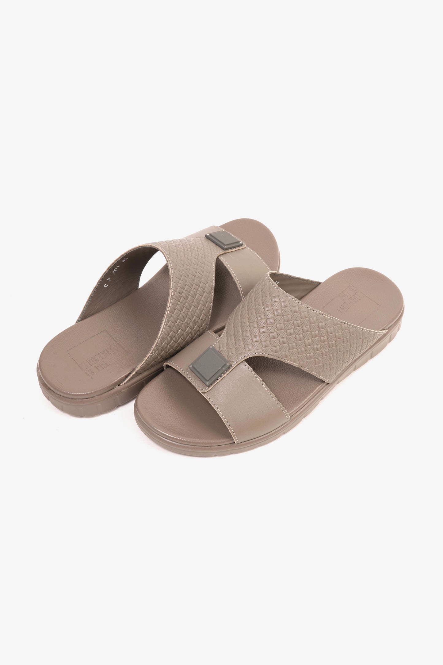 Comfort Plus Men's Embossed Leather Sandals with Antiskid Grip Stone