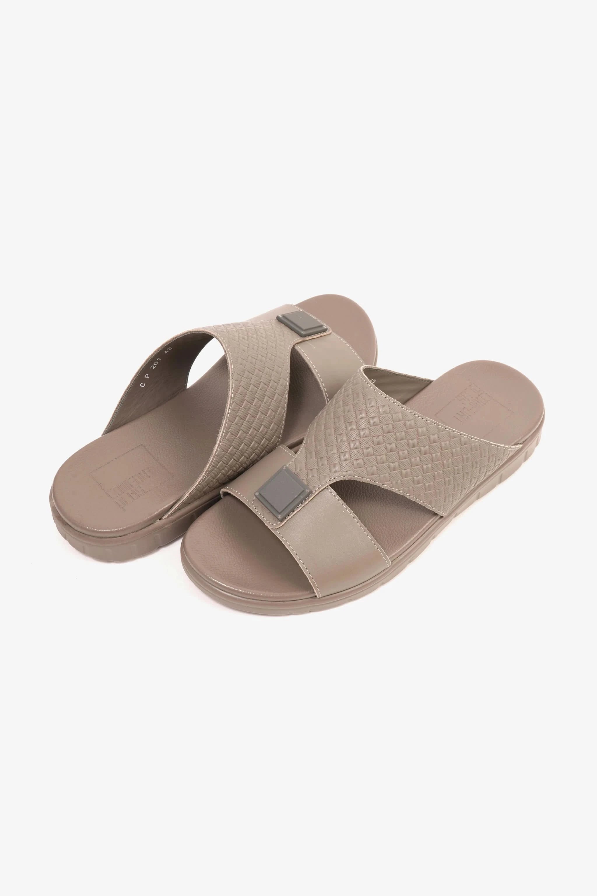 Comfort Plus Men's Embossed Leather Sandals with Antiskid Grip Stone