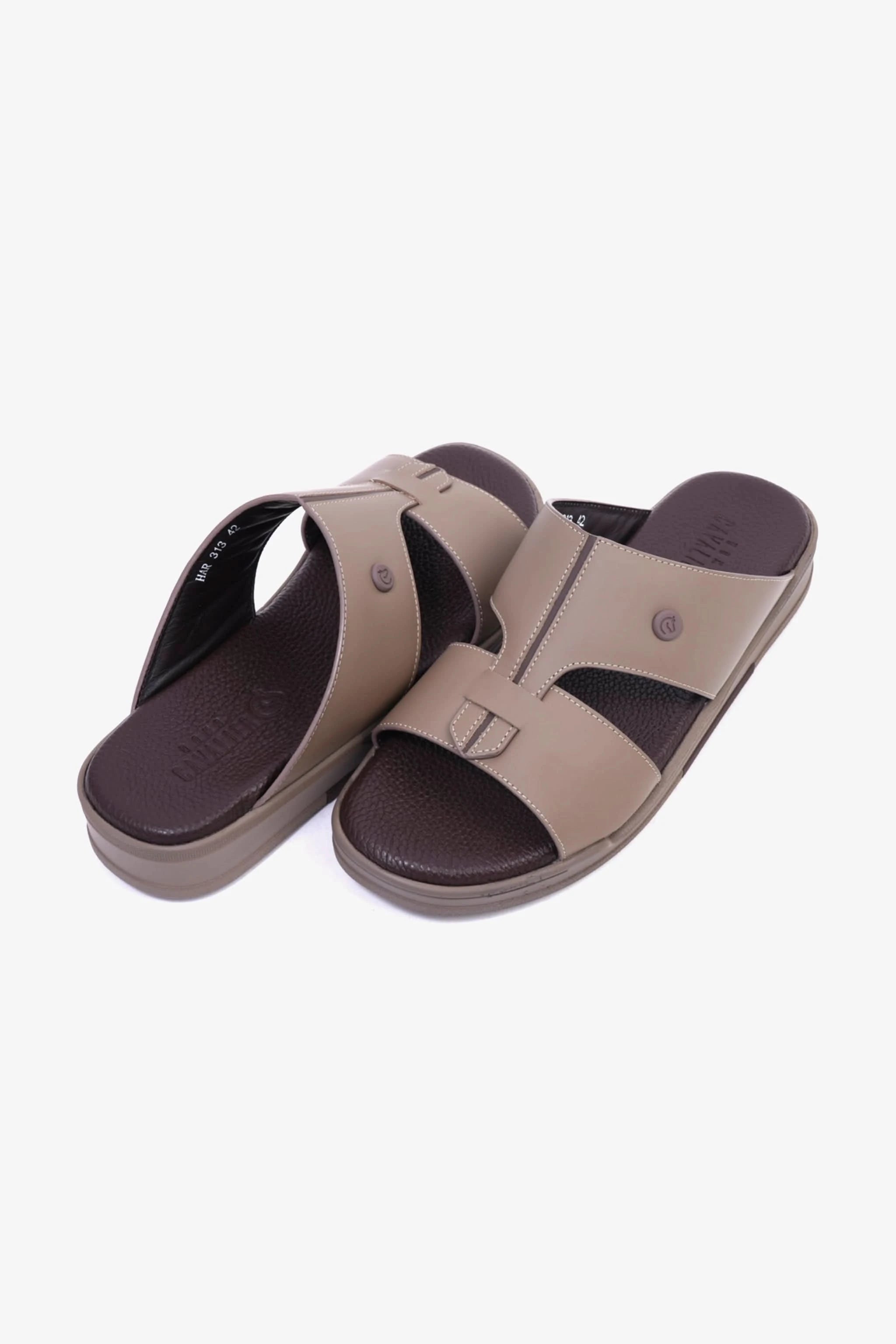 CAVALIER Men's Leather Sandals with Cut-Out Detail Stone