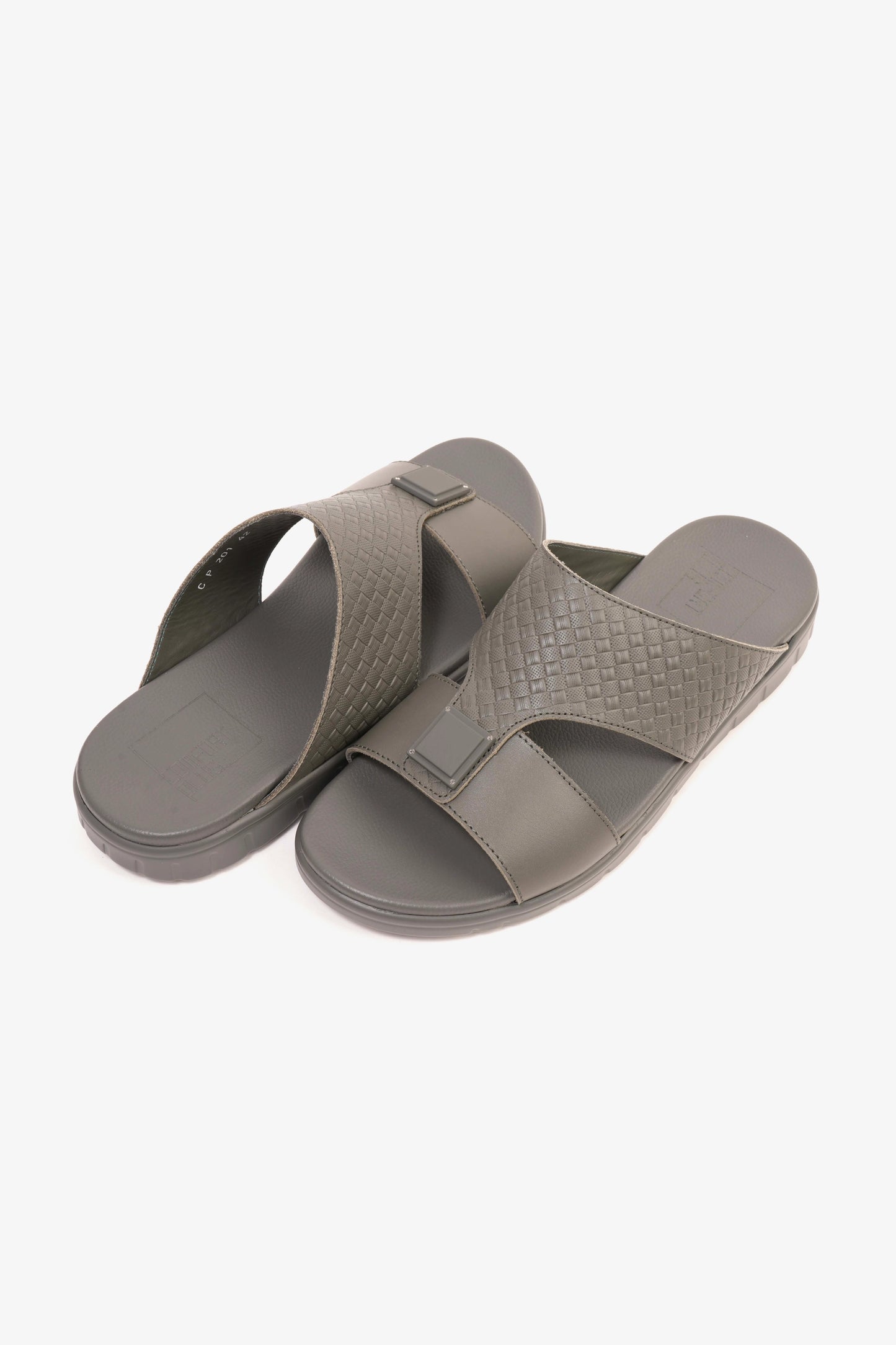 Comfort Plus Men's Embossed Leather Sandals with Antiskid Grip Grey