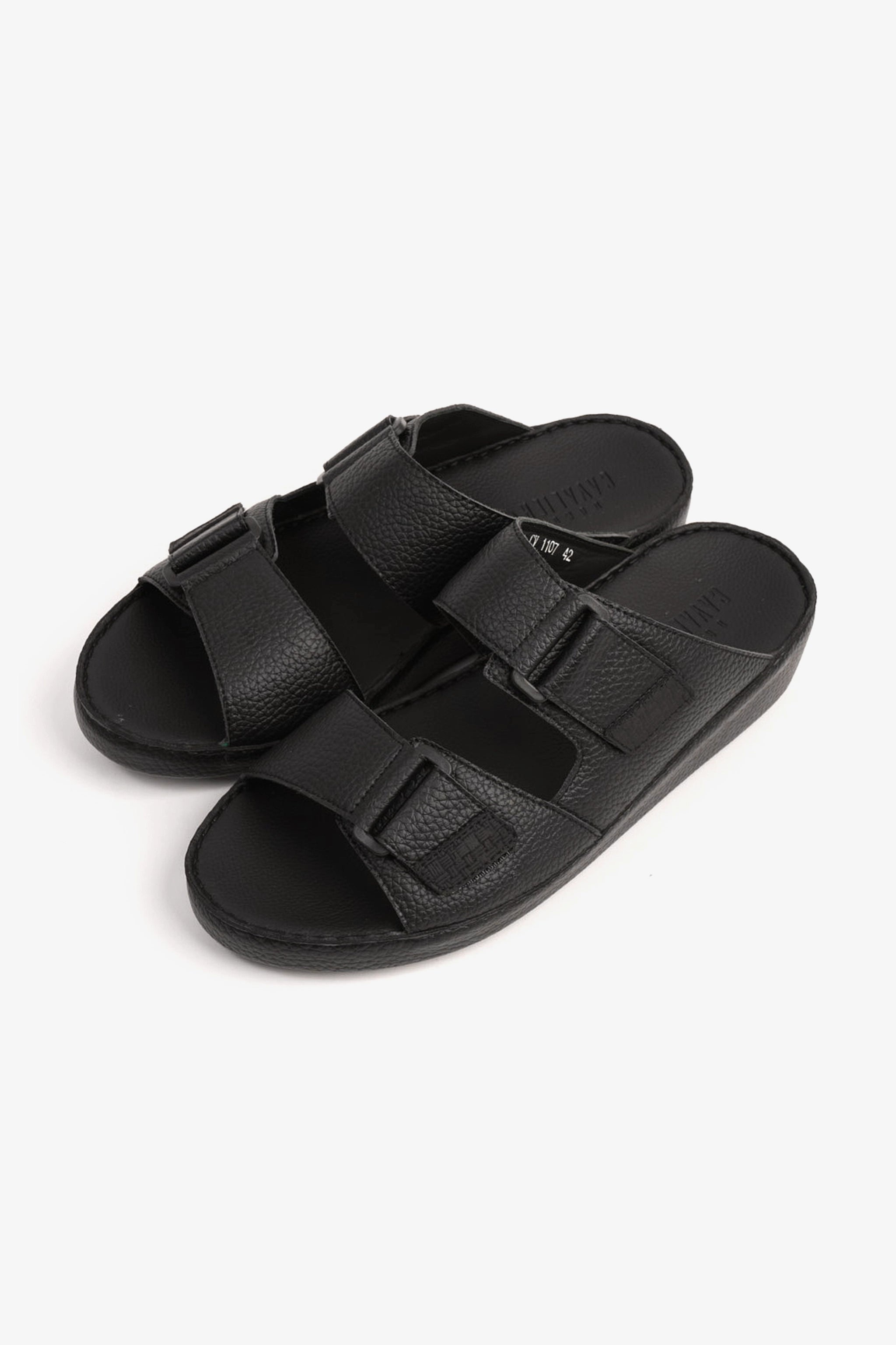 UOMO CAVALIER MEN'S ARABIC SANDAL WITH ADJUSTABLE STRAP BLACK