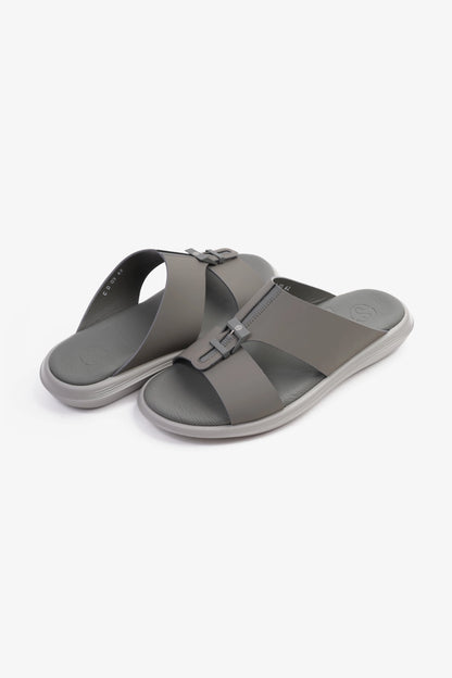 COMFORT PLUS TIMELESS ZIPPER CLOSURE MEN'S SANDALS DARK- GREY