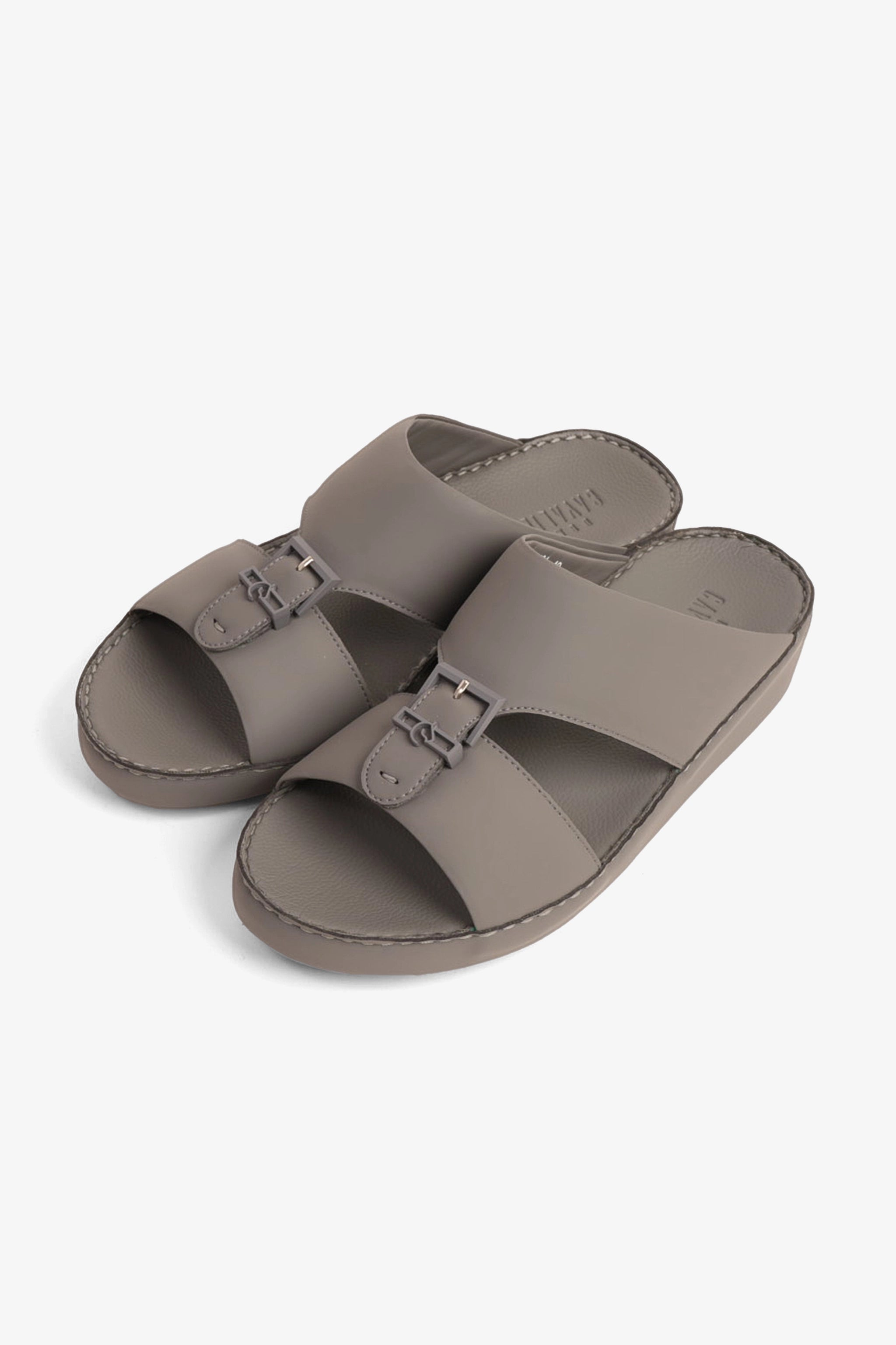 UOMO CAVALIER EMBOSSED LEATHER HANDSTITCHED ARABIC SANDALS GREY