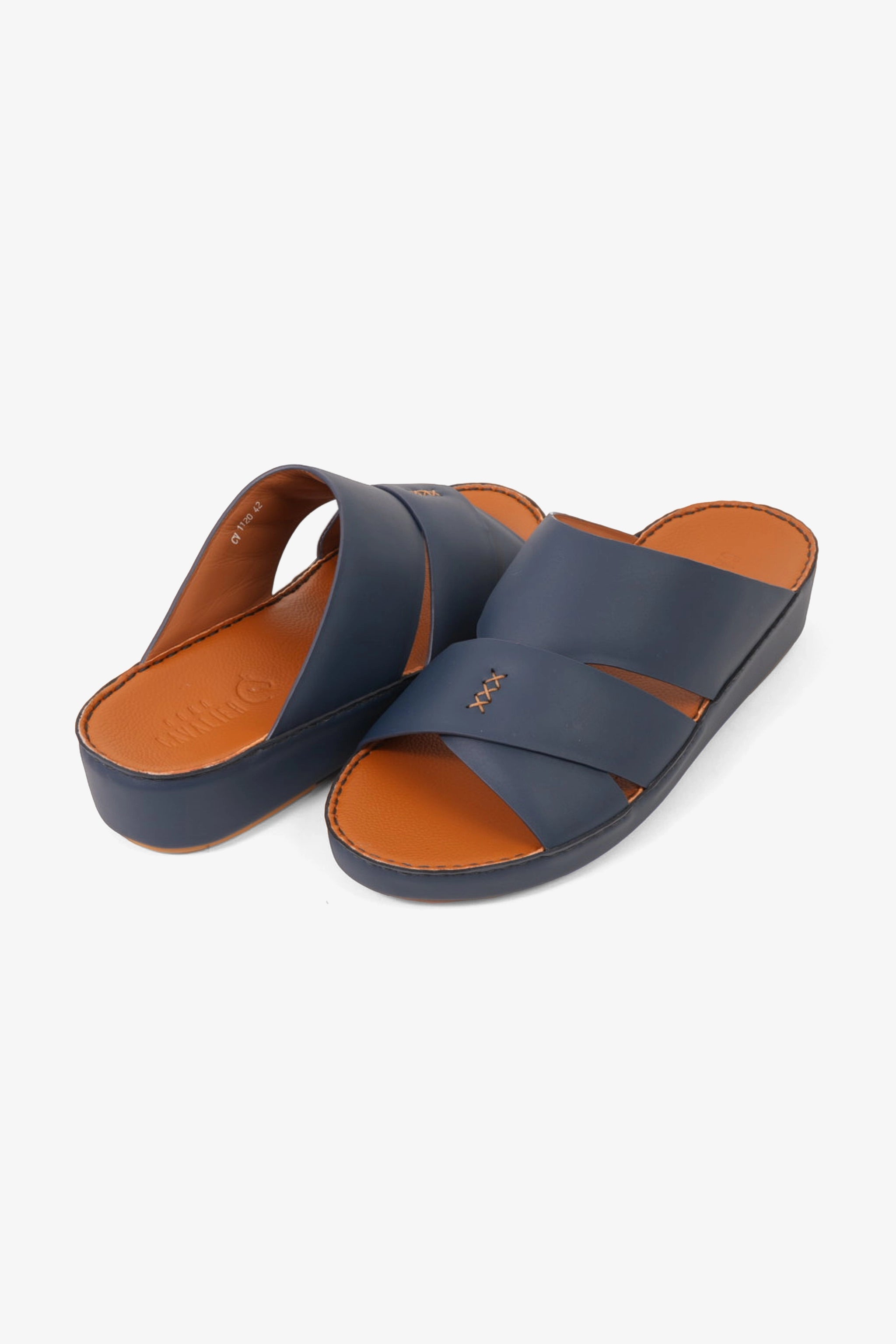 UOMO CAVALIER MEN'S ELITE LEATHER ARABIC SANDALS NAVY