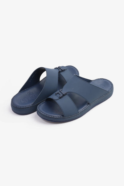 COMFORT PLUS MATTE LEATHER STYLISH TRIM MENS SANDALS NAVY