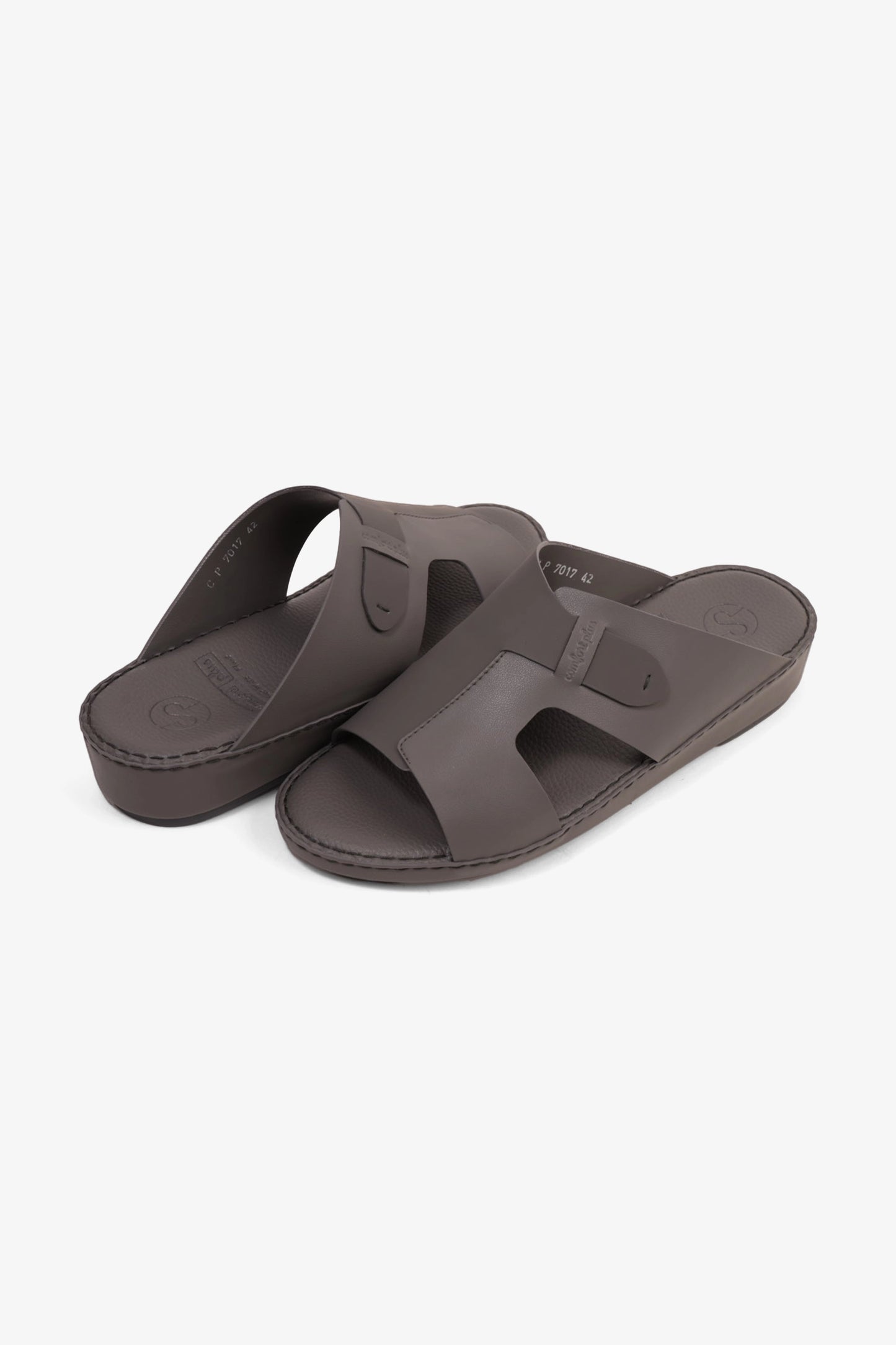 COMFORT PLUS ULTRA COMFORTABLE LEATHER SLIP-ON SANDALS DARK-GREY