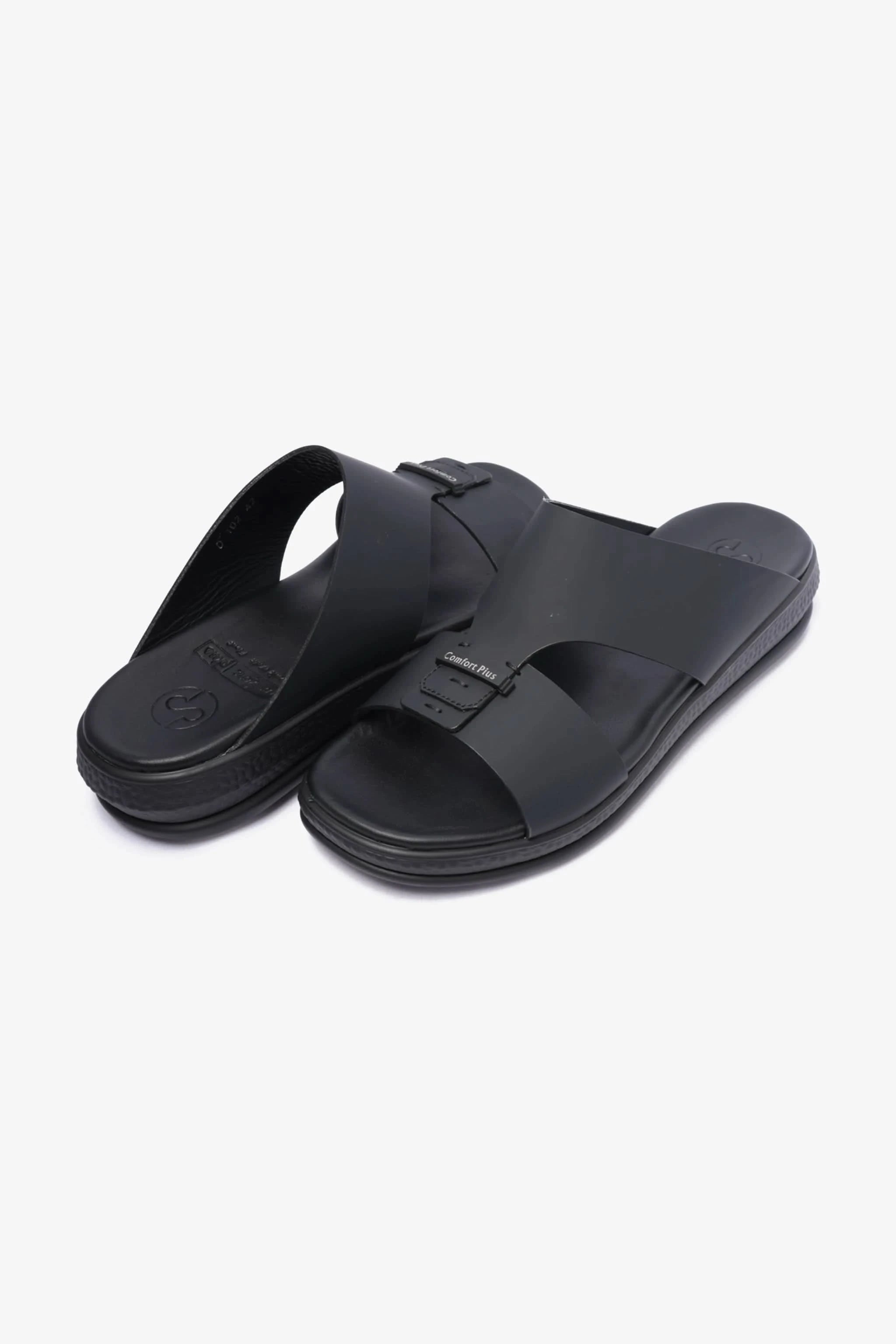 COMFORT PLUS TIMELESS DESIGN STRAP MENS SANDALS BLACK