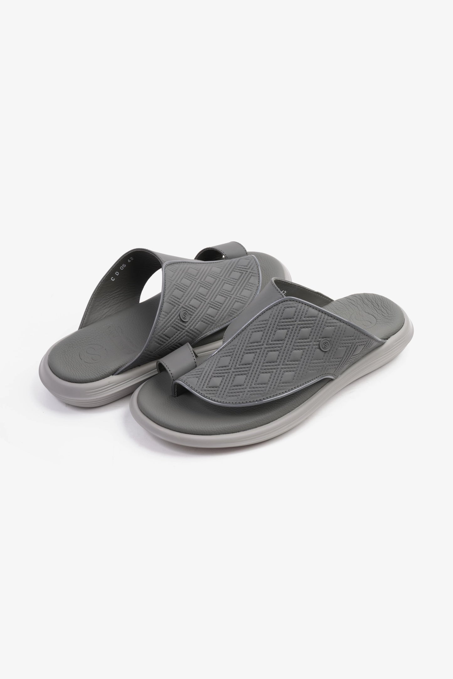 COMFORT PLUS ARABIC SANDALS MEN'S GEOMETRIC PATTERN SANDALS DARK- GREY