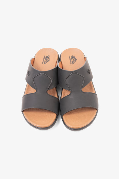 Men's Textured Dual-Strap Slide Sandals BLACK