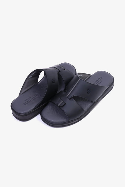 CAVALIER Men's Leather Sandals with Cut-Out Detail Black