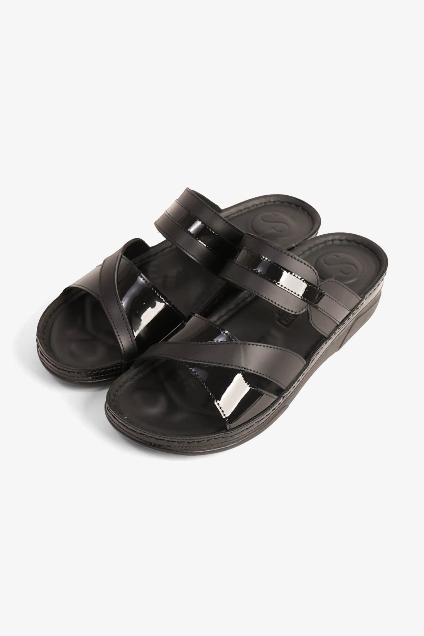 COMFORT PLUS ULTRA SOFT LEATHER SLIDES WOMEN'S BLACK