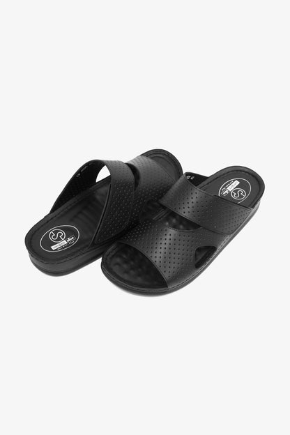 Comfort Plus Men's Al Waha Textured Slip-On Arabic Sandals Black