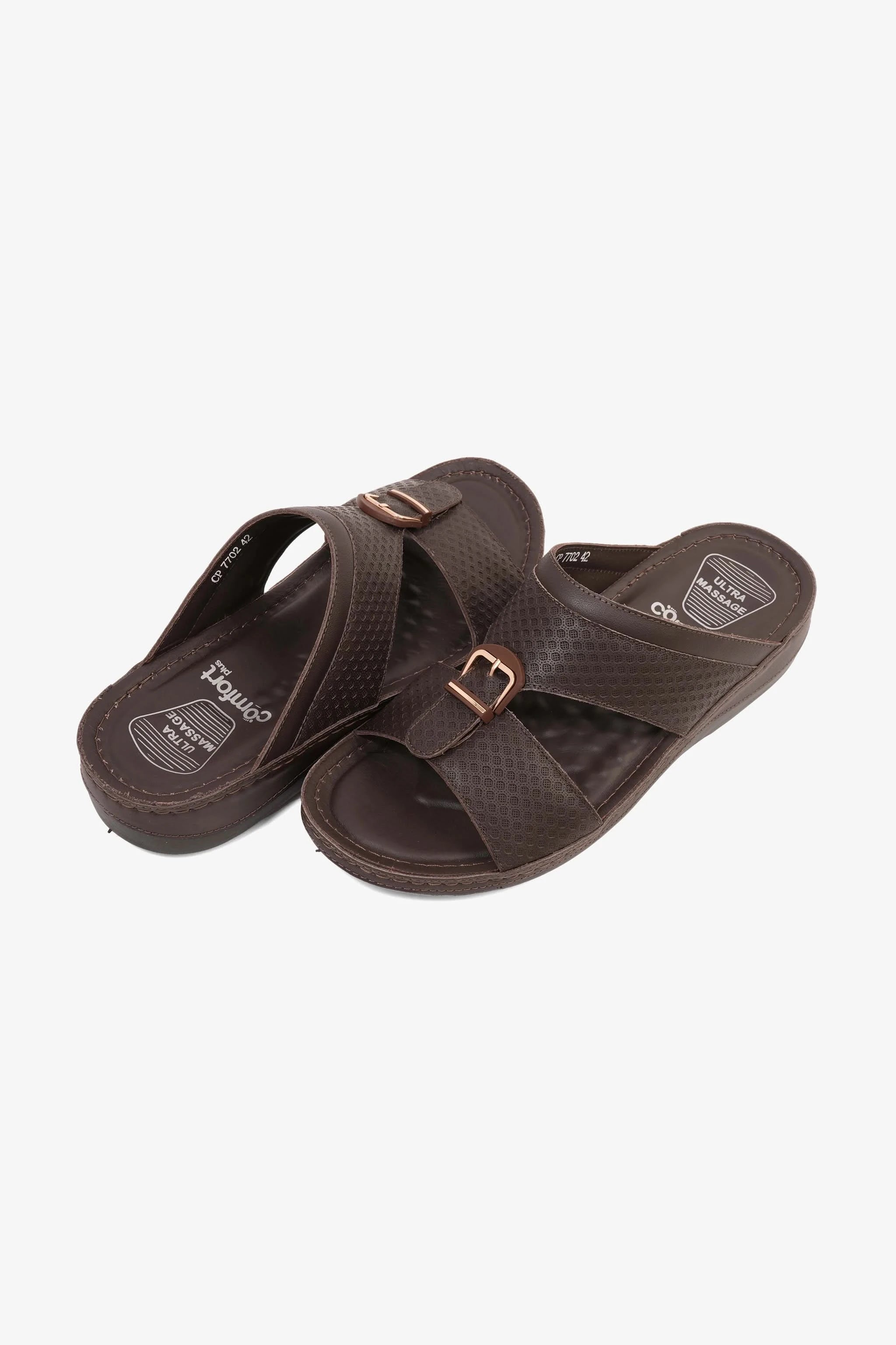 COMFORT PLUS MEN'S ULTRA COMFORT TRIM SANDALS BROWN