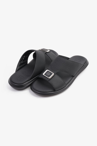 COMFORT PLUS CLASSIC TIMLESS STYLISH TRIM SANDALS BLACK