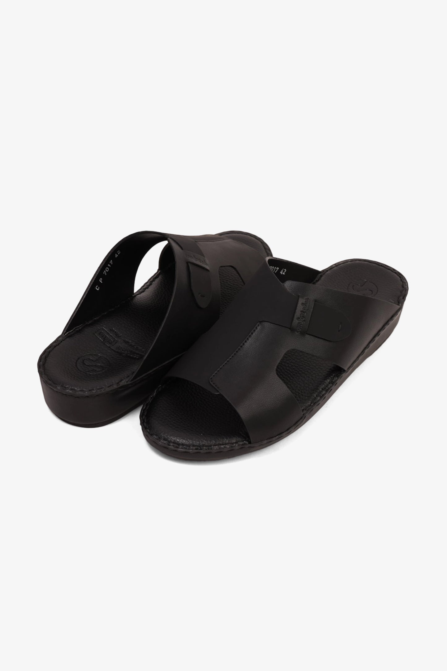 COMFORT PLUS ULTRA COMFORTABLE LEATHER SLIP-ON SANDALS BLACK