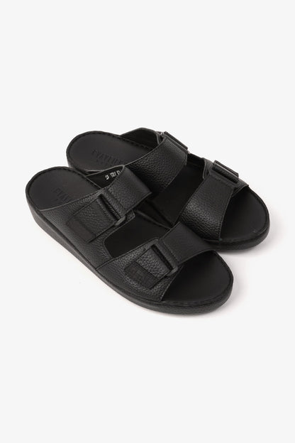 UOMO CAVALIER MEN'S ARABIC SANDAL WITH ADJUSTABLE STRAP BLACK