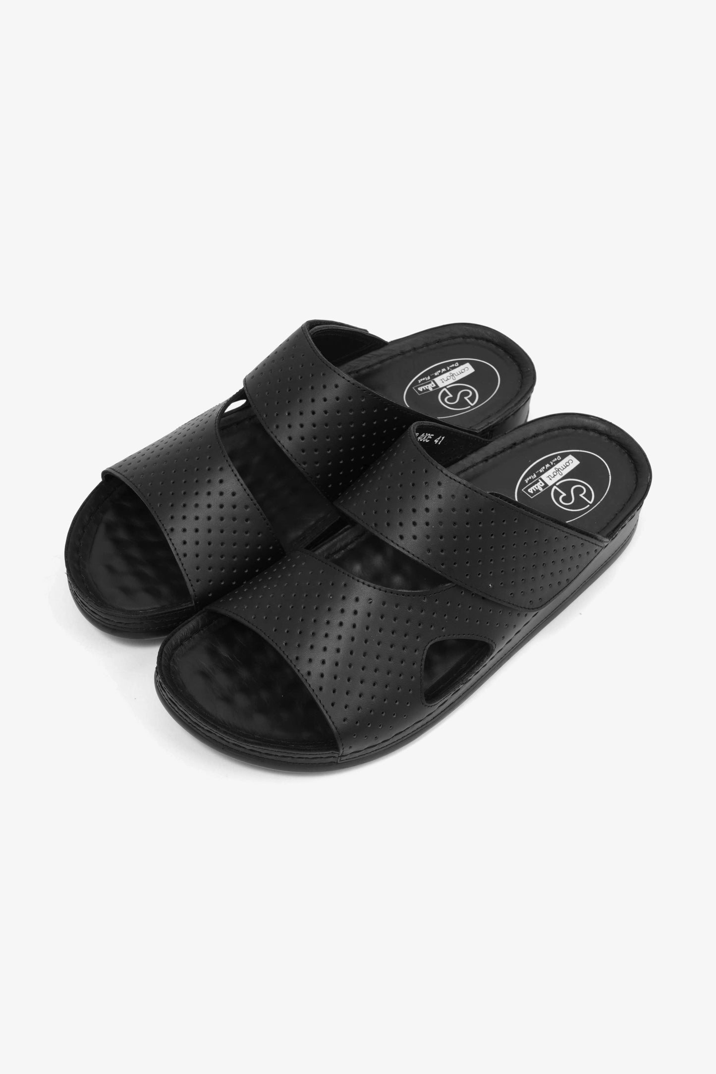 Comfort Plus Men's Al Waha Textured Slip-On Arabic Sandals Black