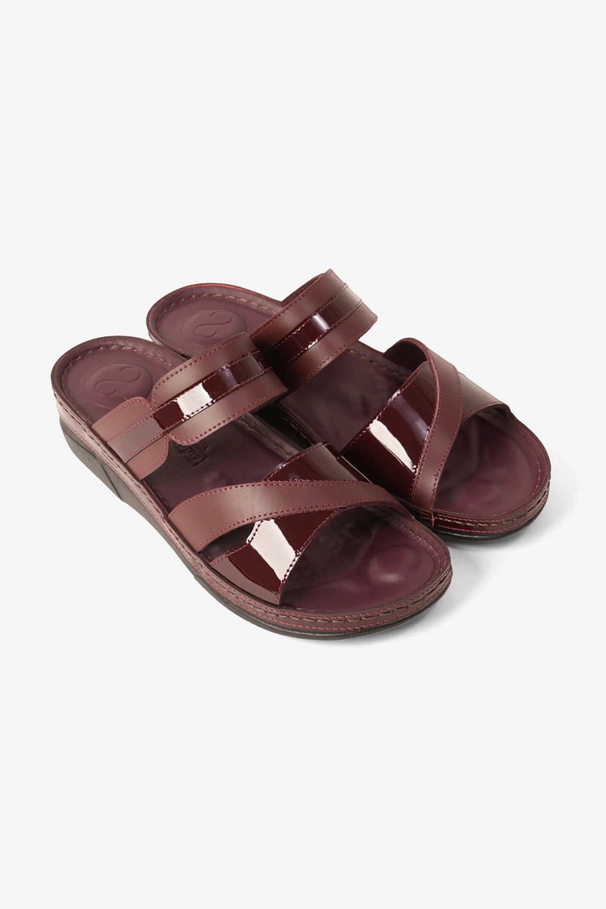 COMFORT PLUS ULTRA SOFT LEATHER SLIDES WOMEN'S CHERRY