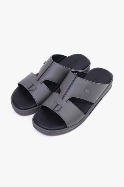 CAVALIER Men's Leather Sandals with Cut-Out Detail Grey