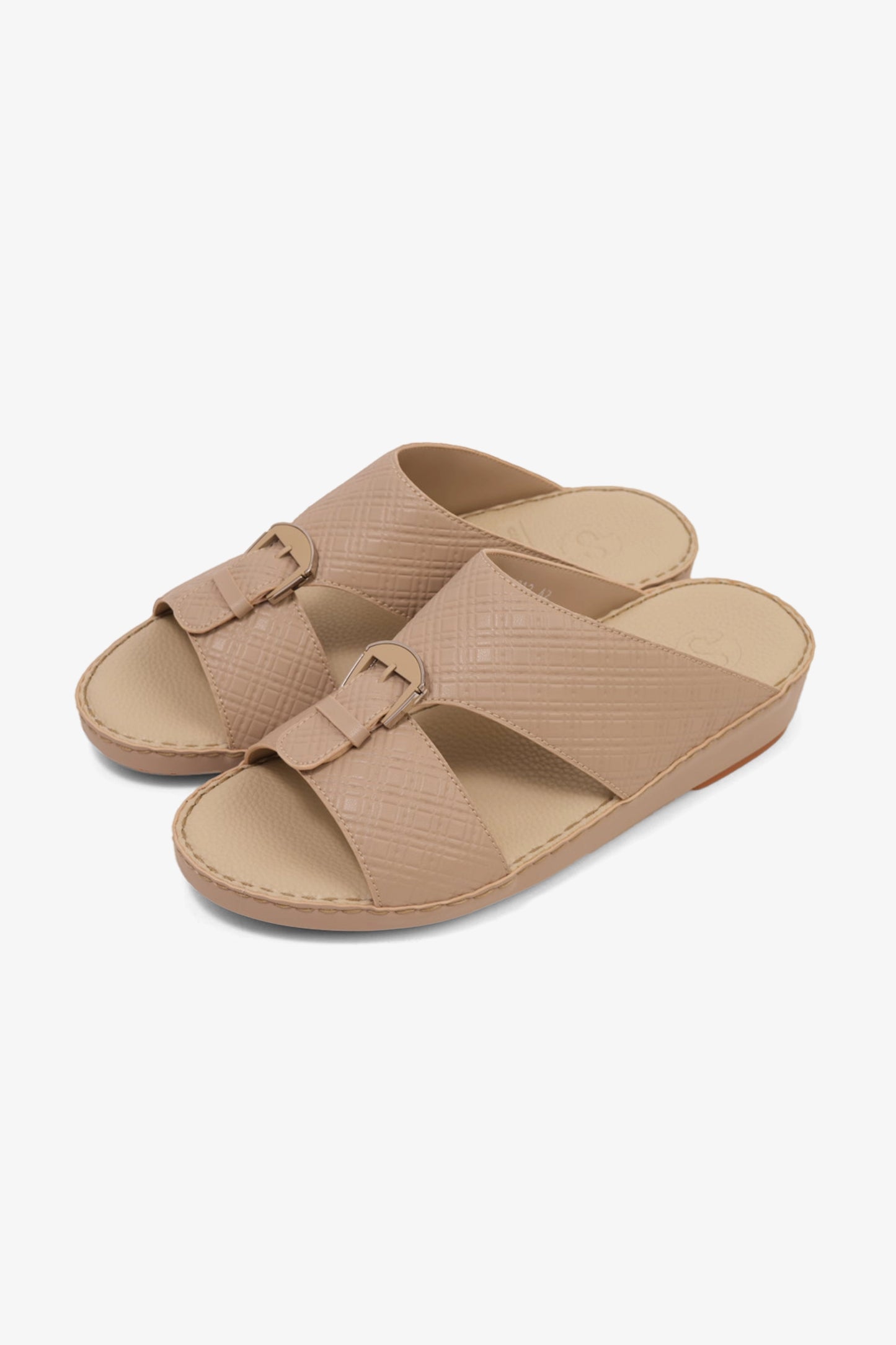 COMFORT PLUS MEN'S CUSHIONED LEATHER SLIP-ON SANDALS MANDORLA