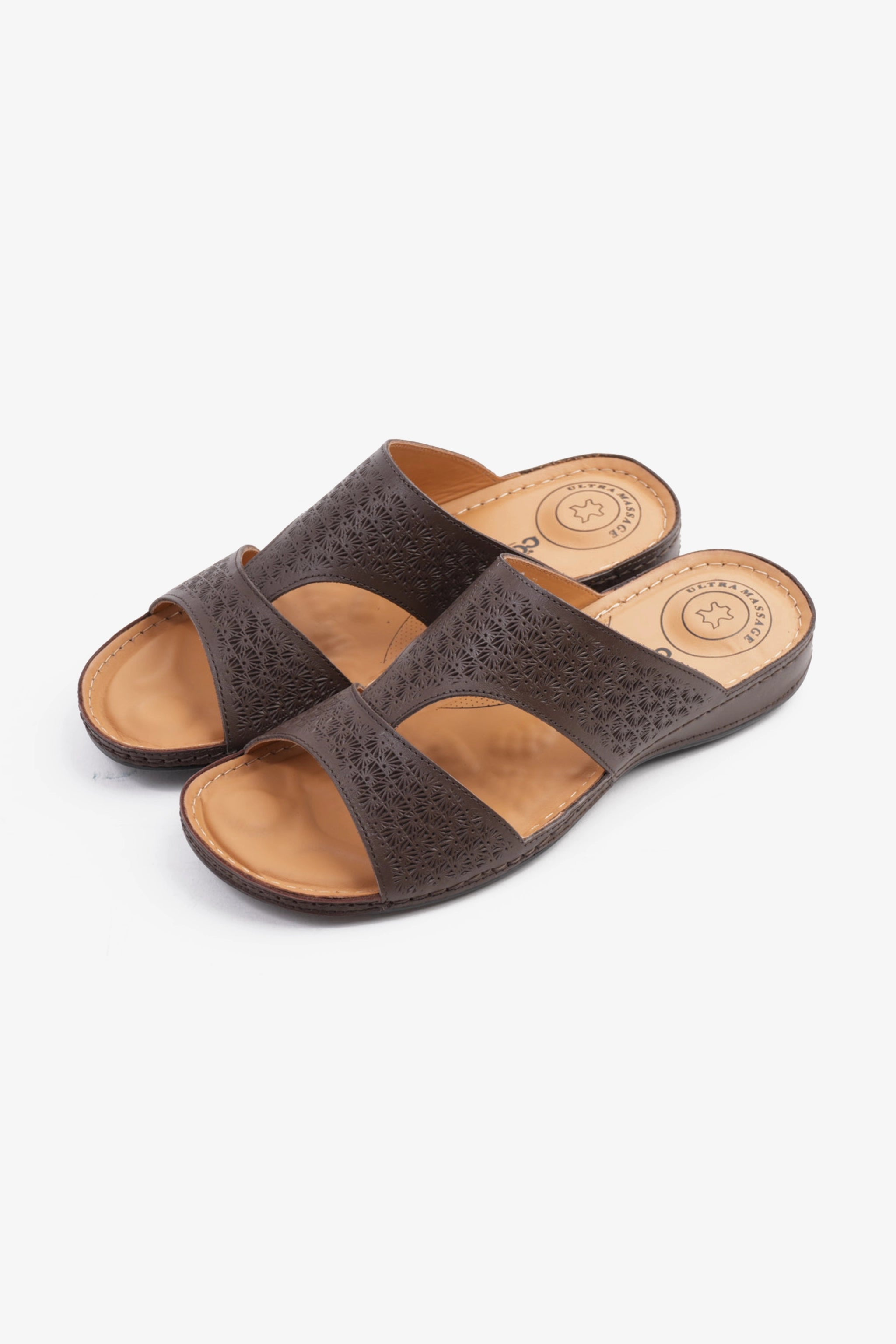 COMFORT PLUS BREATHABLE PERFORATED LEATHER SANDALS BROWN