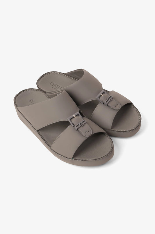 UOMO CAVALIER EMBOSSED LEATHER HANDSTITCHED ARABIC SANDALS GREY