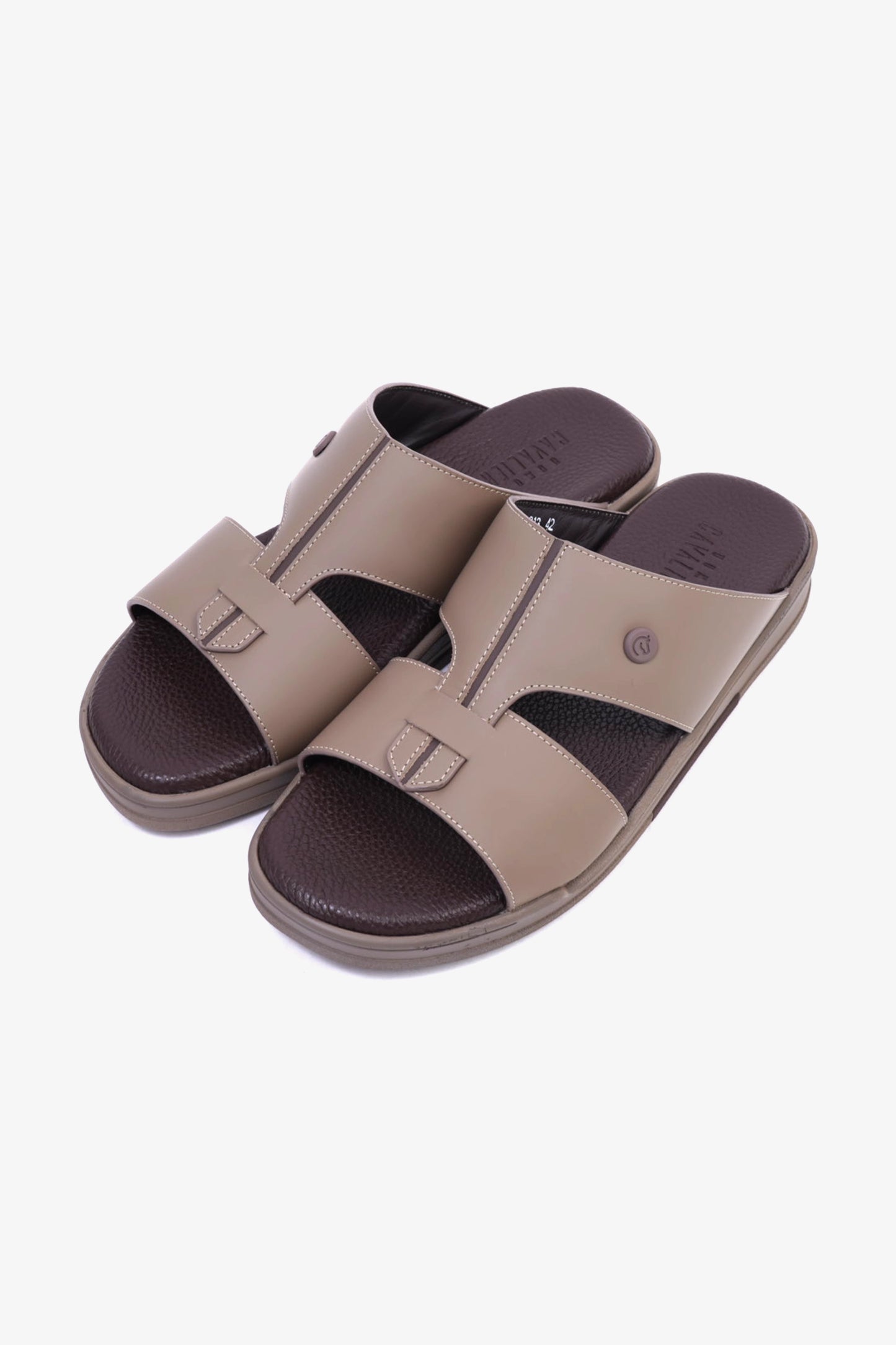 CAVALIER Men's Leather Sandals with Cut-Out Detail Stone