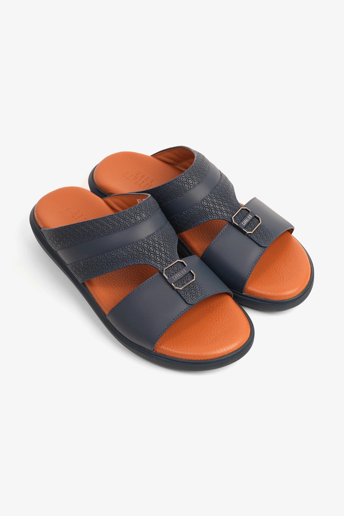 CAVALIER MEN'S LEATHER TEXTURED SANDALS NAVY