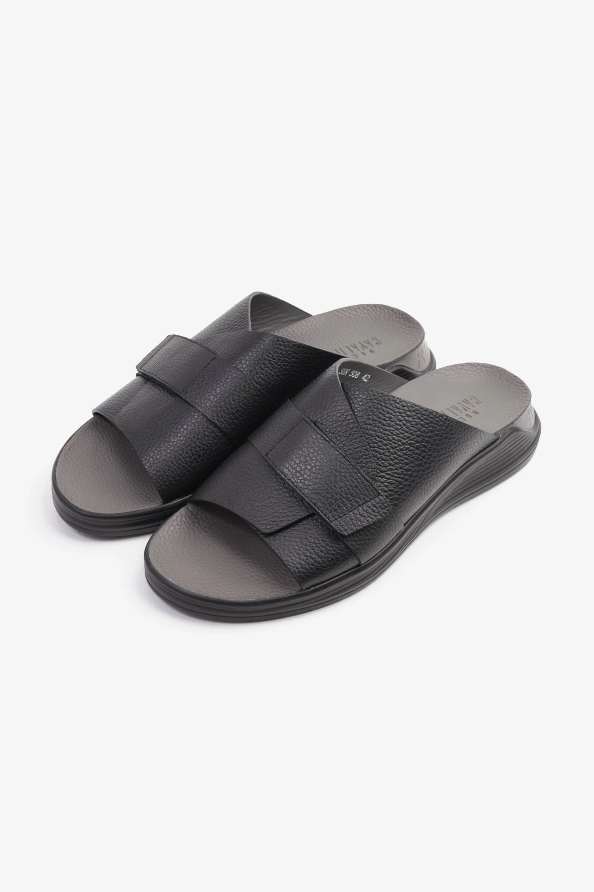 UOMO CAVALIER MEN'S STRAPPY SANDALS BLACK - Seventy7
