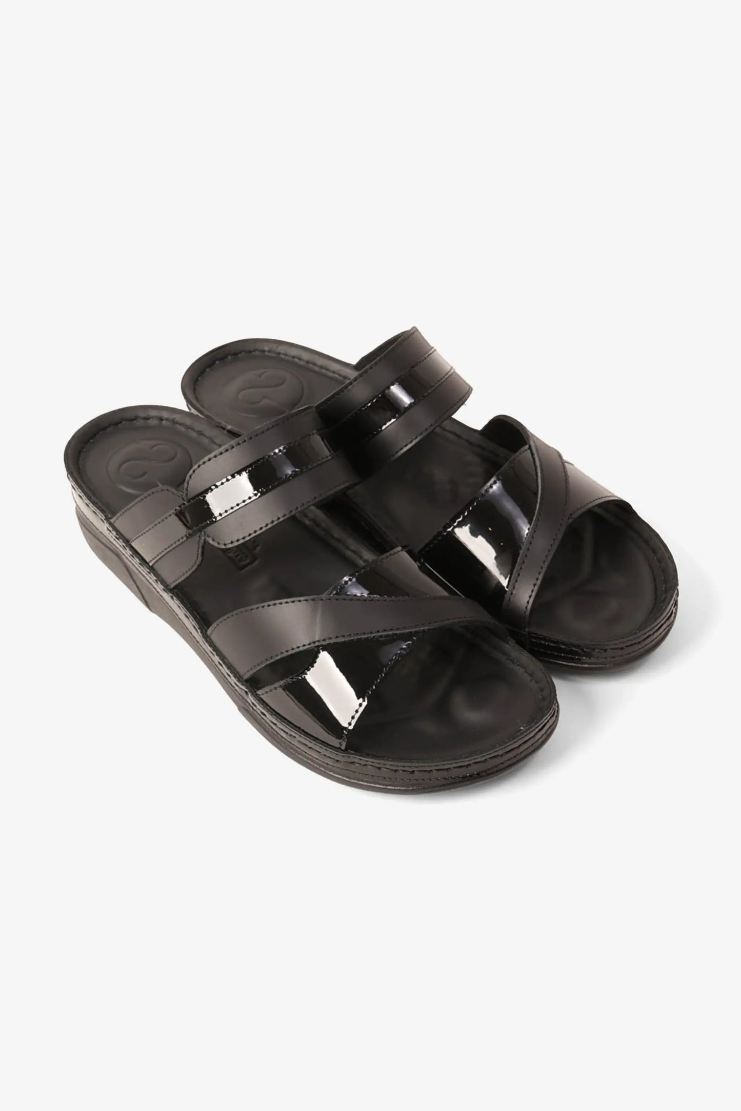 COMFORT PLUS ULTRA SOFT LEATHER SLIDES WOMEN'S BLACK