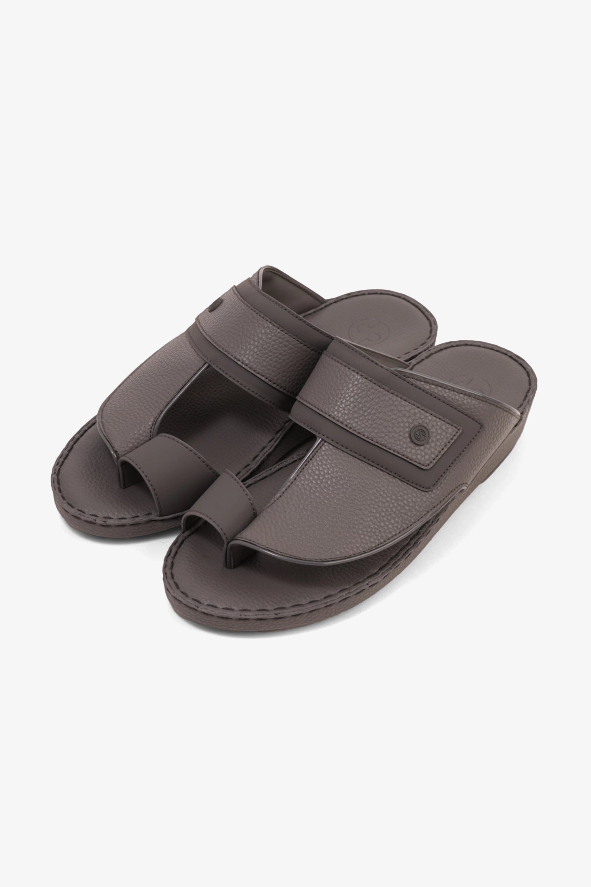 COMFORT PLUS LEATHER SANDALS WITH COMFORTABLE FOOTBED GREY