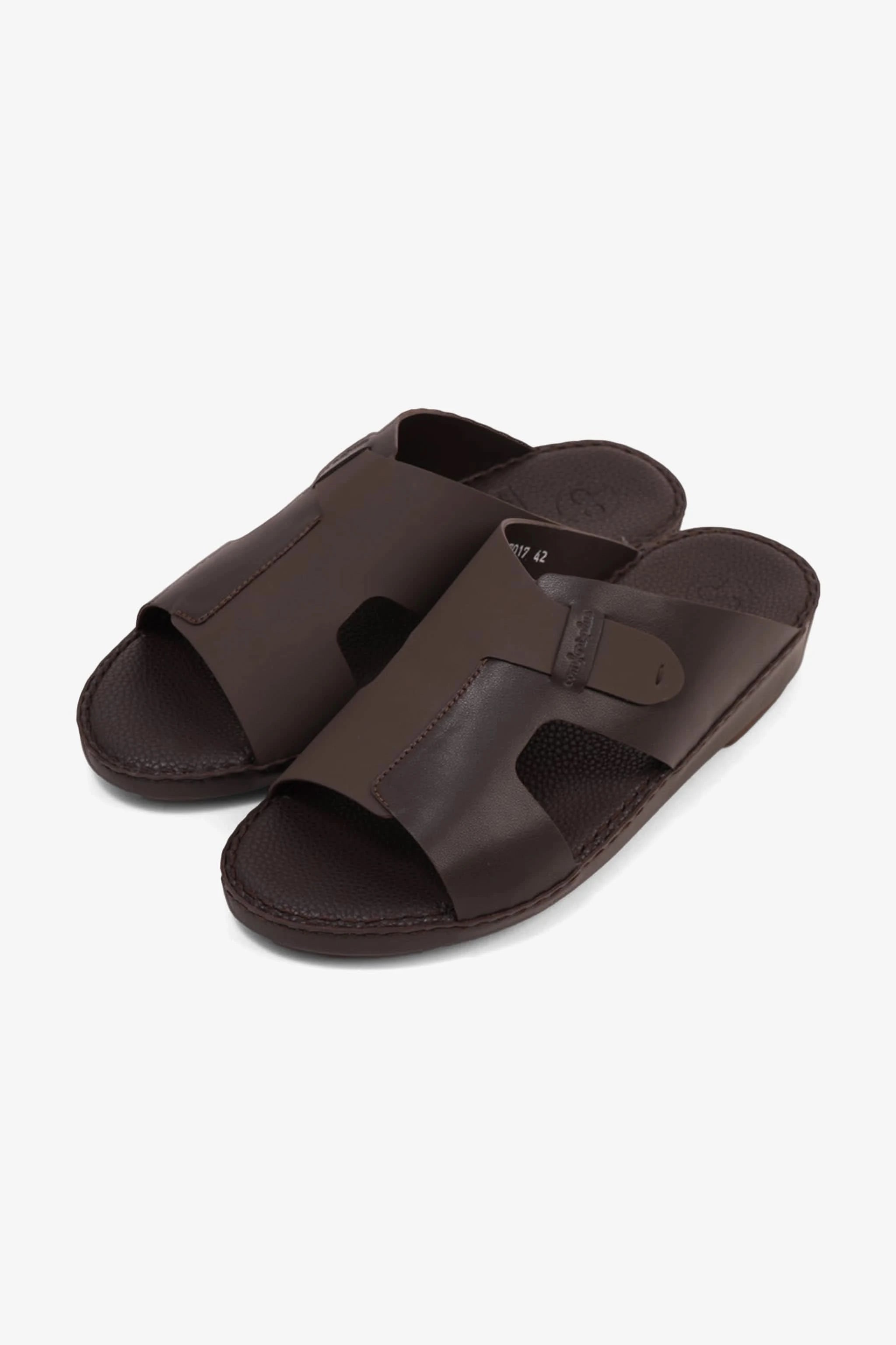 COMFORT PLUS ULTRA COMFORTABLE LEATHER SLIP-ON SANDALS DARK-BROWN