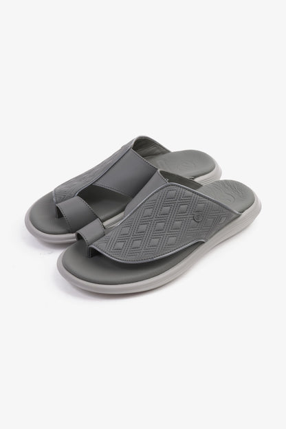 COMFORT PLUS ARABIC SANDALS MEN'S GEOMETRIC PATTERN SANDALS DARK- GREY