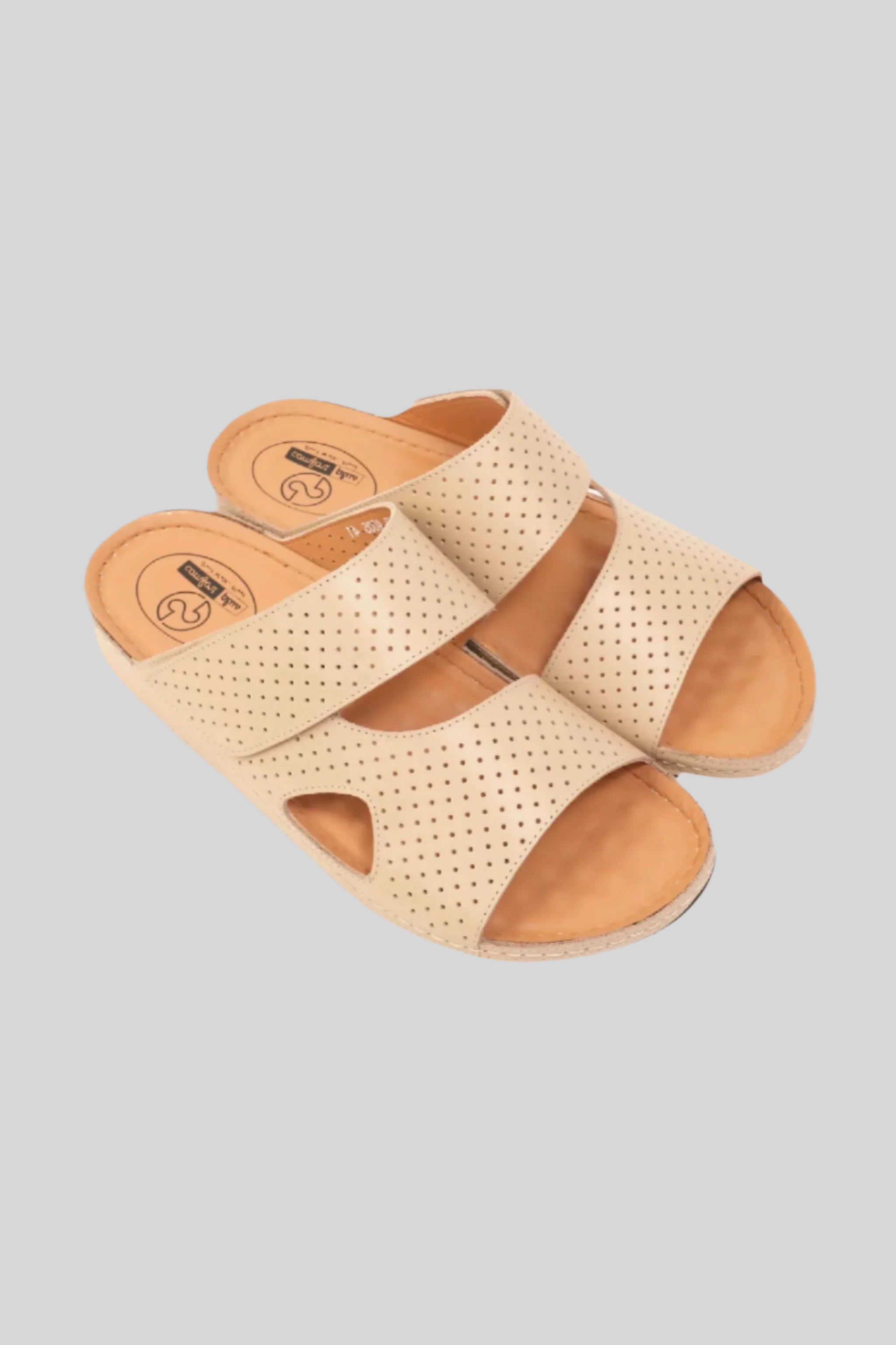 Comfort Plus Men's Al Waha Textured Slip-On Arabic Sandals Beige