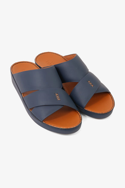 UOMO CAVALIER MEN'S ELITE LEATHER ARABIC SANDALS NAVY