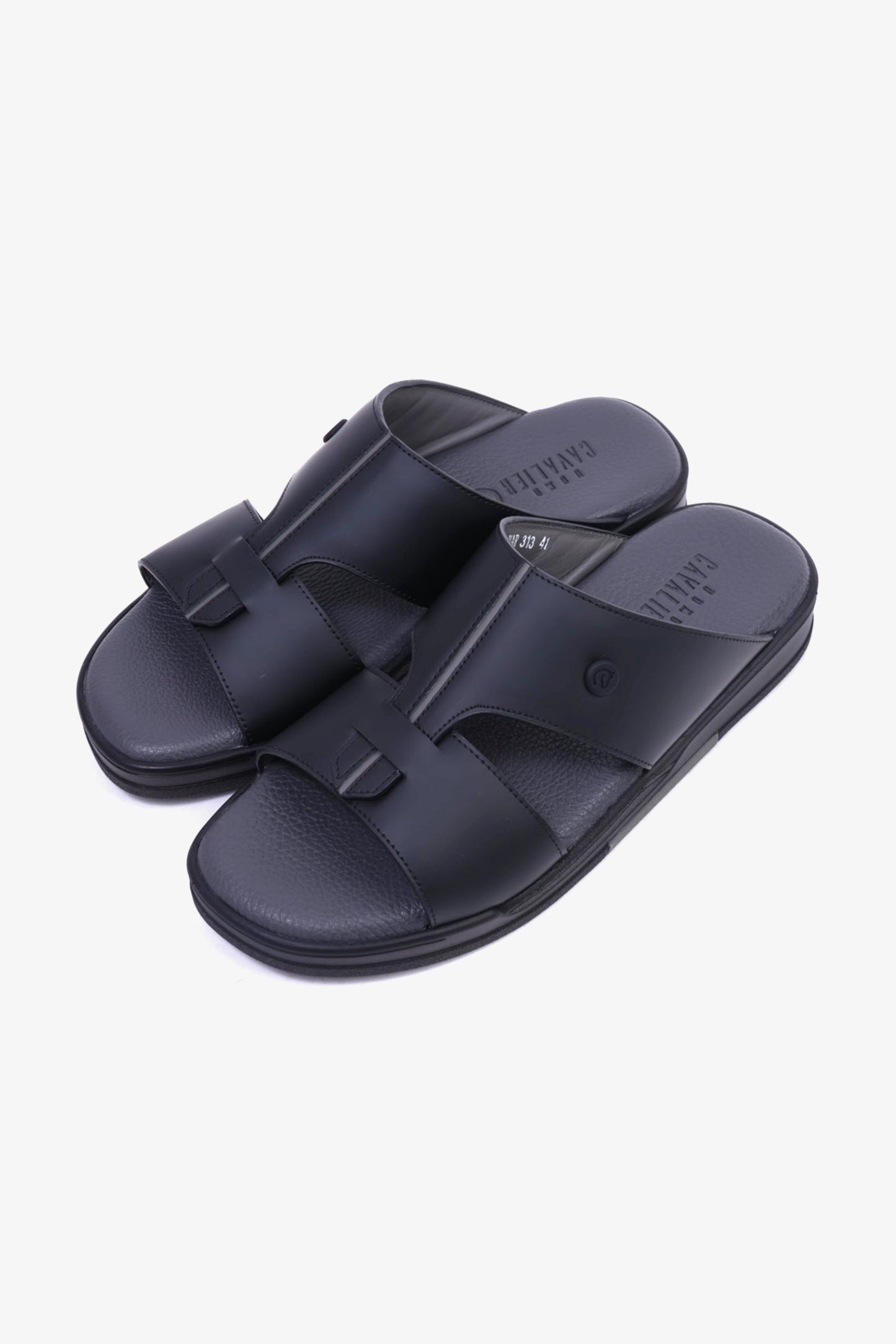 CAVALIER Men's Leather Sandals with Cut-Out Detail Black