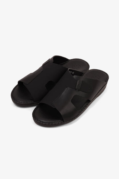 COMFORT PLUS ULTRA COMFORTABLE LEATHER SLIP-ON SANDALS BLACK