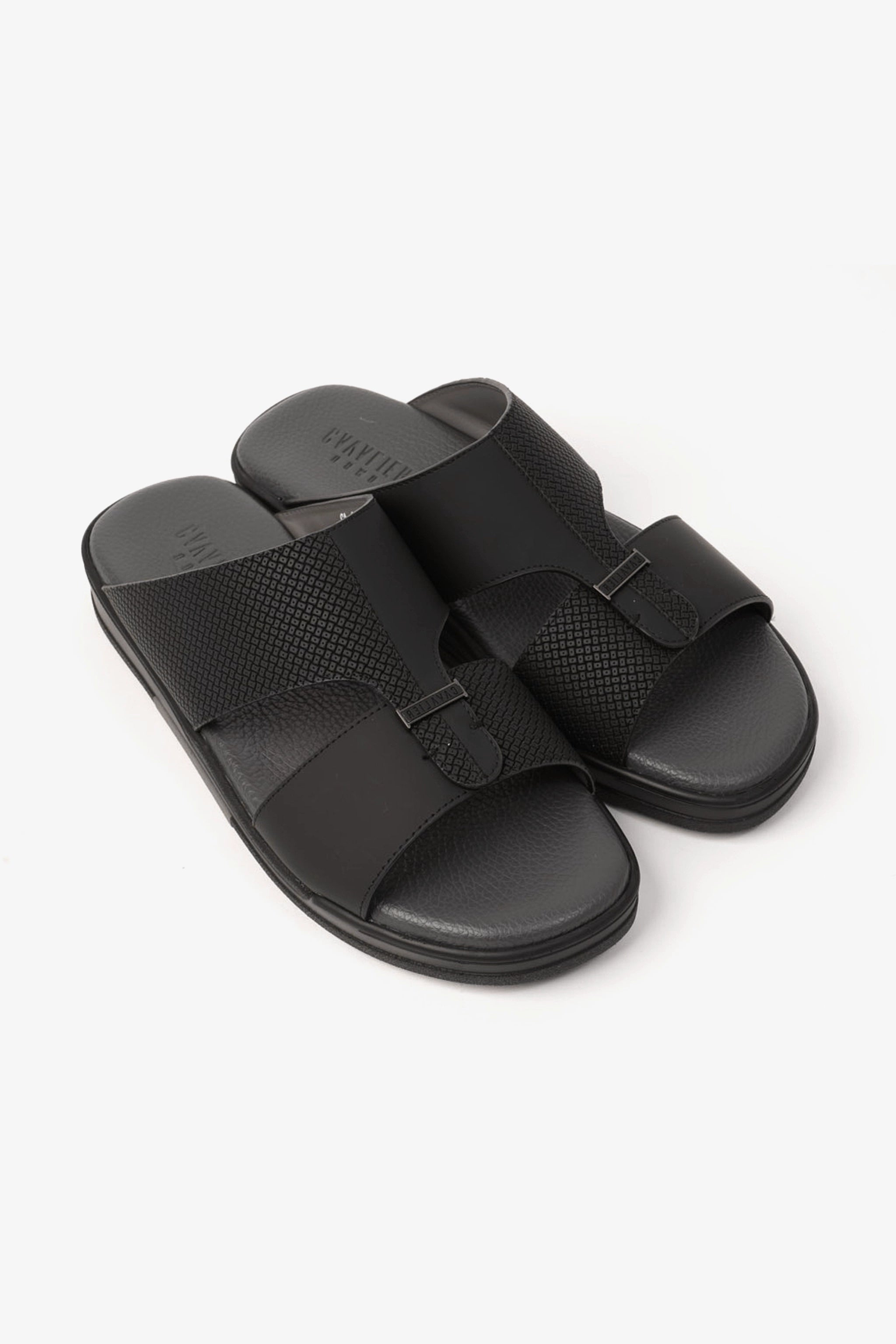 CAVALIER CLOUD ULTRA COMFORTABLE LEATHER SANDALS BLACK