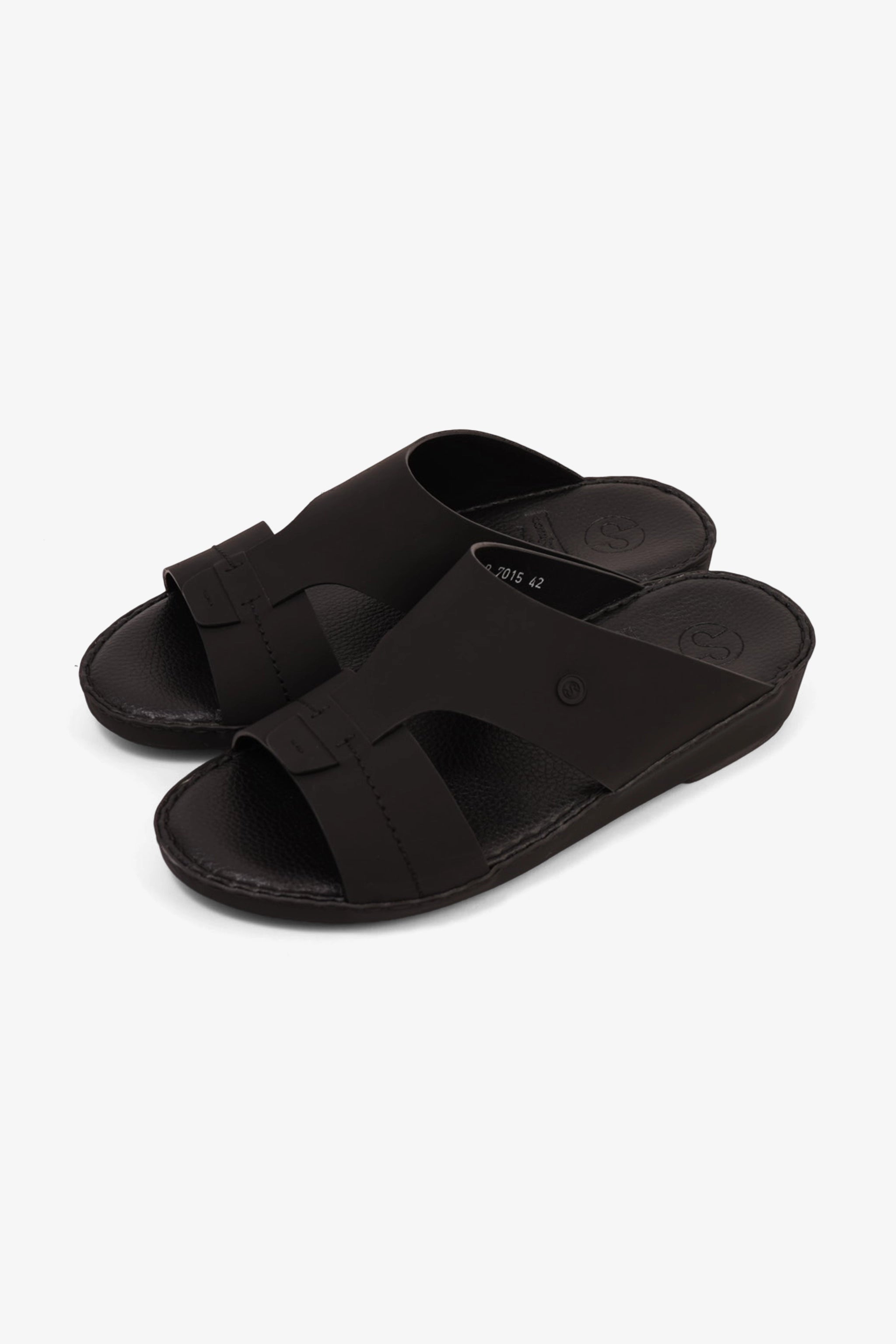 COMFORT PLUS MATTE MODERN LEATHER SANDALS BLACK - Seventy7