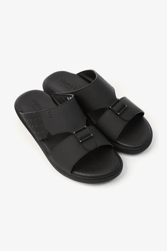 CAVALIER CLASSIC DESIGN TEXTURED SOLE MEN'S SANDALS BLACK